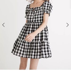 Madewell Square Neck Gingham Mini Dress
